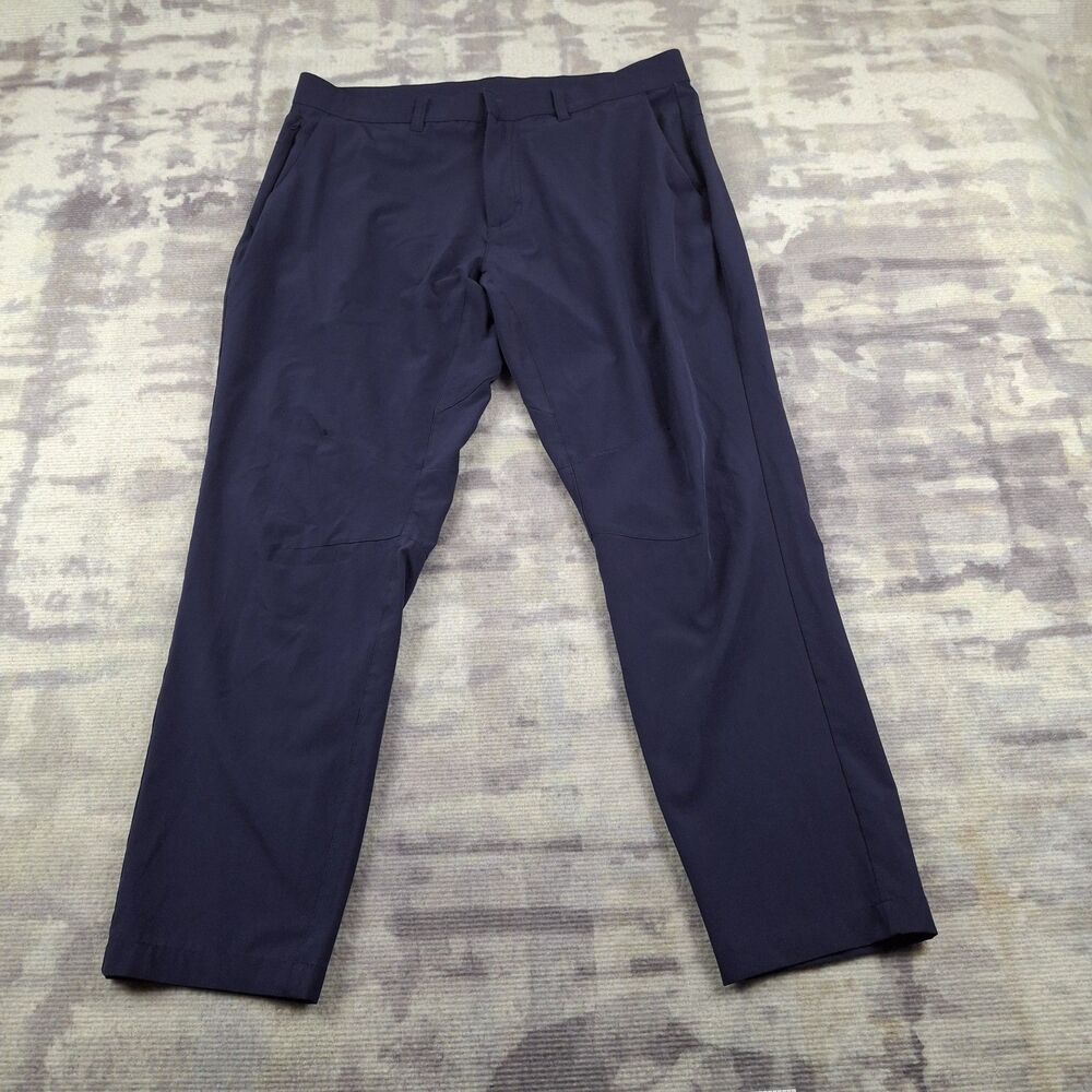 Fabletics The Only Pant Men 35x30 Navy Blue Tech Commuter Performance Golf Chino